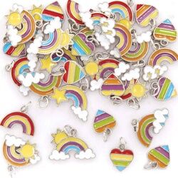 Ross Regenbogen Charms  (30 Stück) Schmuck Basteln