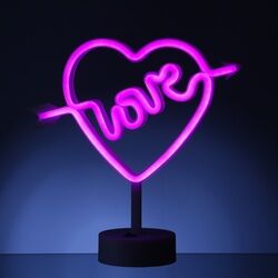 SATISFIRE LED NEON Figur LOVE - pinkes Herz mit Pfeil - Neon Schild - H: 25cm - Batterie oder USB Betrieb