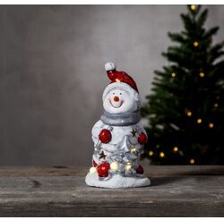 StarTrading LED Keramik Figur "Friends" - Schneemann - 6 warmwei√üe LED - H: 23cm - Batteriebetrieb