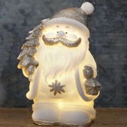 StarTrading LED Figur "Buddy" - Weihnachtsmann - 4 warmwei√üe LED - H: 25cm - Batteriebetrieb - wei√ü/silber