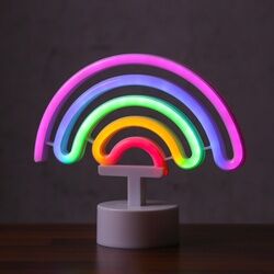 SATISFIRE LED NEON Figur REGENBOGEN - Neonlicht - H: 19cm - Batterie oder USB Betrieb - stehend - bunt