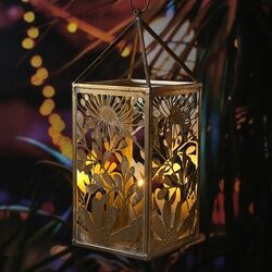 MARELIDA Laterne Pusteblume - Windlicht - mit Glaseinsatz - Metall - H: 55cm - gold