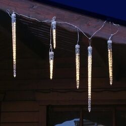 MARELIDA LED Lichterkette Eiszapfen - Schneefalleffekt - warmwei√üe LED - L: 2,5m - Au√üentrafo - transparent