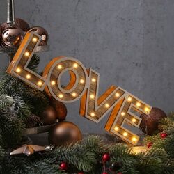 MARELIDA LED Dekolicht LOVE - Schriftzug - 24 warmwei√üe LED - L: 38cm - H: 11cm - Batteriebetrieb - natur