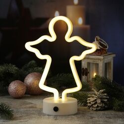 SATISFIRE LED NEON Figur ENGEL - Neonlicht - H: 28cm - Batterie oder USB Betrieb - stehend - warmwei√ü