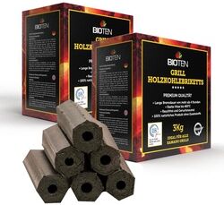 BIOTEN Premium Grill Holzkohlebriketts 2x3kg