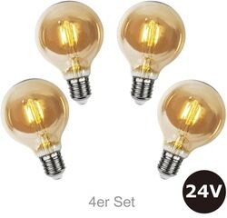 StarTrading 4er Set - 24V Leuchtmittel - 8cm - amber - 28lm - 2500K - E27 Sockel - Niedervoltleuchtmittel