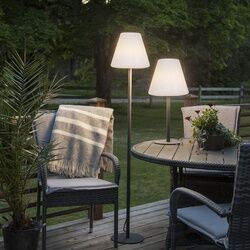 StarTrading Garten-Beistelllampe/Tischlampe - H: 60cm - wei√üer 28cm Lampenschirm - E27 Fassung - Outdoor