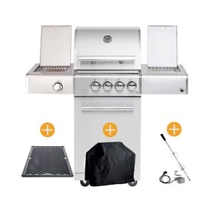 ALLGRILL CHEF Paket S2 Backburner Seitenkocher Steakzone GRATIS: Cover, Grillplatte, Spie√ü