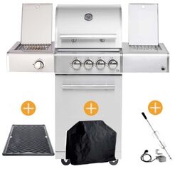 ALLGRILL CHEF Paket S2 Backburner Seitenkocher Steakzone GRATIS: Cover, Grillplatte, Spie√ü