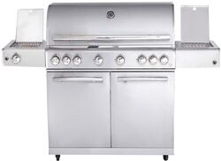 ALLGRILL CHEF XL Paket D - Basis silber, 6 Brenner, Backburner, Seitenkocher, Steakzone, Cover, BBQ Paket