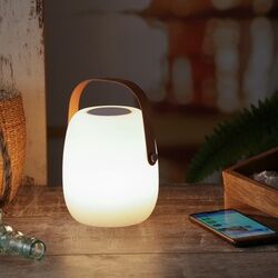 MARELIDA LED Tischleuchte mit Lautsprecher - Bluetooth - 6 warmwei√üe LED - H: 21cm - f√or Garten, Balkon