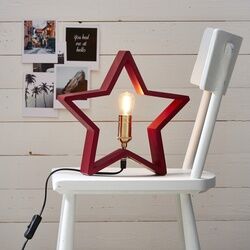 StarTrading Holzstern - Adventsstern - Tischlampe - h√§ngend oder stehend - D: 30cm - E14 Fassung - rot