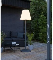 StarTrading Stehlampe Kreta - Gatenlampe - H: 187cm - wei√üer Lampenschirm, D: 50cm - E27 Fassung - Outdoor