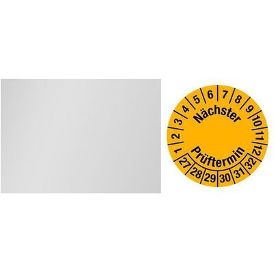 Nobrand Kabelprüfplakette "Nächster Prüftermin", 27 - 32, Gelb, Folie, Sk, 60 X 25 Mm, Ve = 10 Bogen À 6 St. Nobrand Kabelprüfplakette "Nächster Prüftermin", 27 - 32, Gelb, Folie, Sk, 60 X 25 Mm, Ve = 10 Bogen À 6 St.