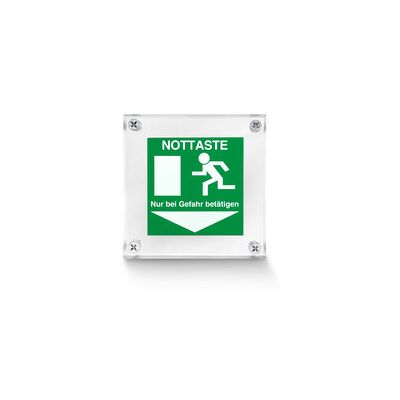 Geze Nottasten-Hinweisschild, Grün Ral 6032, Pfeil Nach Links Geze Nottasten-Hinweisschild, Grün Ral 6032, Pfeil Nach Links