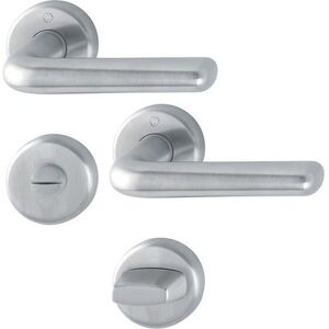 Hoppe Helsingborg Edelstahl-Rosetten-Türgriff-Garnitur - Bad/WC - Rund Hoppe Helsingborg Edelstahl-Rosetten-Türgriff-Garnitur - Bad/WC - Rund
