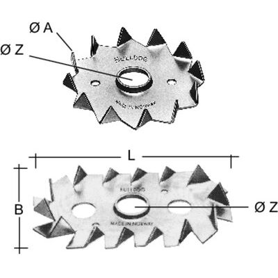 Bulldog Einseitiger Scheibendübel, Stahl Verzinkt, C2 50m12g-B Bulldog Einseitiger Scheibendübel, Stahl Verzinkt, C2 50m12g-B