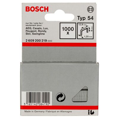 Bosch Flachdrahtklammer Typ 54, 12,9 X 1,25 X 8 Mm, 1000er-Pack Bosch Flachdrahtklammer Typ 54, 12,9 X 1,25 X 8 Mm, 1000er-Pack