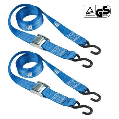 Basi - Spanngurt 2er Set - Sg 307 - Blau - Mit Klemmschloss Und S-Haken - Tüv Geprüft - Zurrkraft 125 Kg - 0004-0307 Basi - Spanngurt 2er Set - Sg 307 - Blau - Mit Klemmschloss Und S-Haken - Tüv Geprüft - Zurrkraft 125 Kg - 0004-0307