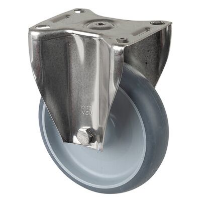 BS Edelstahl Bockrolle - 125mm - Thermoplastische Lauffläche - 100kg Tragkraft BS Edelstahl Bockrolle - 125mm - Thermoplastische Lauffläche - 100kg Tragkraft