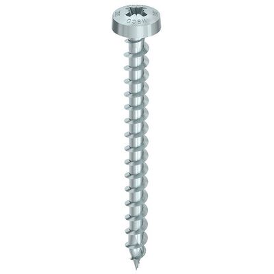Heco-topix-plus Fassadenschraube,Pozi-Drive,Rundkopf,Vg,Kohlenstoffstahl,Verz,Blau,4,0x50mm Heco-topix-plus Fassadenschraube,Pozi-Drive,Rundkopf,Vg,Kohlenstoffstahl,Verz,Blau,4,0x50mm