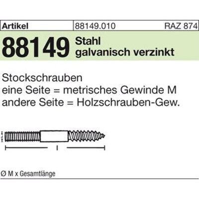 Reyher M8 x 120 A2 Stockschraube - Stock Screw Reyher M8 x 120 A2 Stockschraube - Stock Screw