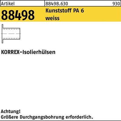 Nobrand Korrex-Isolierhülsen Art 88498 Kunststoff Weiß Für M 4 Länge 20 S Nobrand Korrex-Isolierhülsen Art 88498 Kunststoff Weiß Für M 4 Länge 20 S
