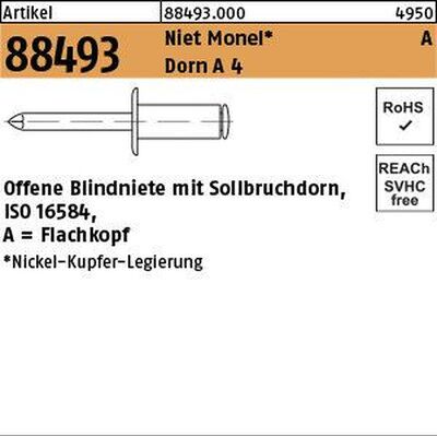Nobrand - 88493 - Monel - 3,2 x 8 - Blindniet Nobrand - 88493 - Monel - 3,2 x 8 - Blindniet