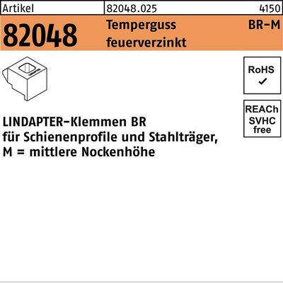 Nobrand Lindapter-Klemme Art 82048 Gt Br 12 Mittel Feuerverzinkt S Nobrand Lindapter-Klemme Art 82048 Gt Br 12 Mittel Feuerverzinkt S