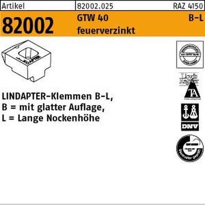 Nobrand Lindapter-Klemmen Art 82002 Gt B Lm 20 - Clamp Nobrand Lindapter-Klemmen Art 82002 Gt B Lm 20 - Clamp