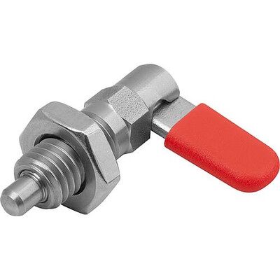 Kipp Sperrriegel Mit Anschlag, Links, D=10, M16, Form:D M. Gew.Hülse/mutter/kappe, Edelstahl Blank, Komp:Polypropylen Rot Kipp Sperrriegel Mit Anschlag, Links, D=10, M16, Form:D M. Gew.Hülse/mutter/kappe, Edelstahl Blank, Komp:Polypropylen Rot