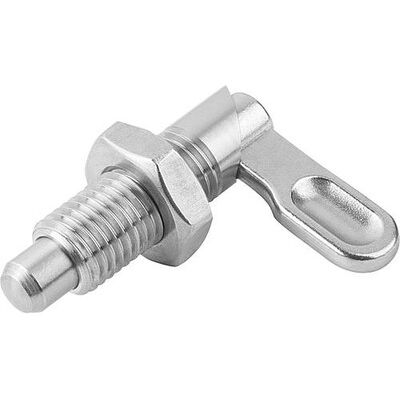 Kipp Sperrriegel, D=10, M20x1,5, Form:B Griff Unbesch., M. Mutter, Edelstahl Kipp Sperrriegel, D=10, M20x1,5, Form:B Griff Unbesch., M. Mutter, Edelstahl