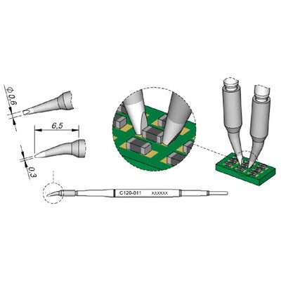 JBC C120011/Ø 0,6 mm Gebogen Lötspitze - Lötspitze JBC C120011/Ø 0,6 mm Gebogen Lötspitze - Lötspitze