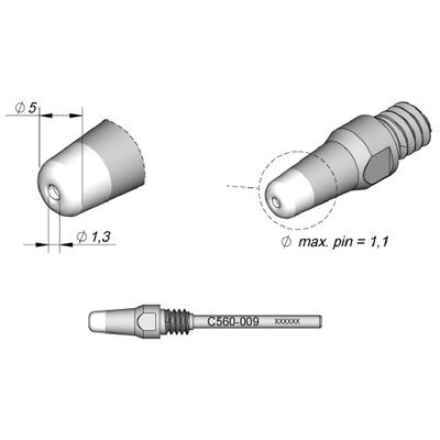 Jbc Entlötspitze Serie C560 Für Pin, C560009/ø1,3mm, 5,0mm, Pincleaning Jbc Entlötspitze Serie C560 Für Pin, C560009/ø1,3mm, 5,0mm, Pincleaning