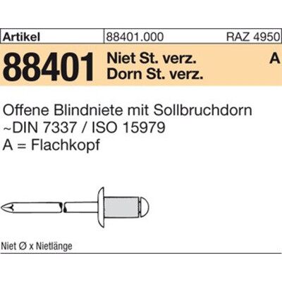 Nobrand Art 88401 Blindniete St. Verz. Flako A 5 X 20 S Nobrand Art 88401 Blindniete St. Verz. Flako A 5 X 20 S