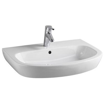 Geberit - Weiß 60x46cm Waschbecken mit Einzelarmatur - Überlauf Geberit - Weiß 60x46cm Waschbecken mit Einzelarmatur - Überlauf