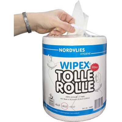 Wipex Hochweiß 2-lagige Putztuchrolle - 447 Blatt - 6 Rollen Wipex Hochweiß 2-lagige Putztuchrolle - 447 Blatt - 6 Rollen