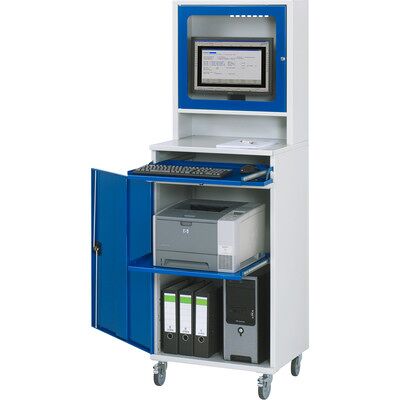Rau. Computer-Schrank Modell 65, Ral 7035 / Ral 5010, Fahrbar, 650 X 520mm Rau. Computer-Schrank Modell 65, Ral 7035 / Ral 5010, Fahrbar, 650 X 520mm