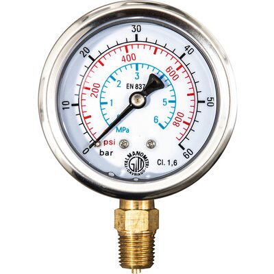 Rems Manometer, 60 Bar Rd 1/4" X 63mm Rems Manometer, 60 Bar Rd 1/4" X 63mm