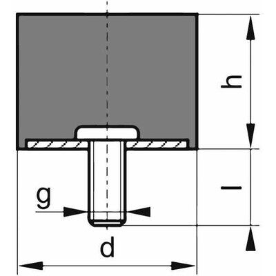 Elko Gummi-Metall-Puffer Ausführung D M12 X 37, D75 X 40mm Elko Gummi-Metall-Puffer Ausführung D M12 X 37, D75 X 40mm