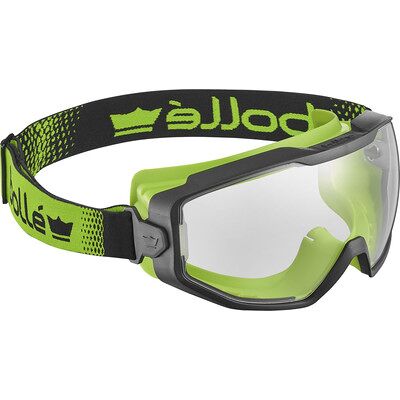Bollé Vollsichtbrille, Klare Pc-Scheibe, Kratzfest & Beschlagfrei Platinum - Schwarz / Grün Bi-Material Pc/tpr Rahmen - Wasserdicht Bollé Vollsichtbrille, Klare Pc-Scheibe, Kratzfest & Beschlagfrei Platinum - Schwarz / Grün Bi-Material Pc/tpr Rahmen - Wasserdicht
