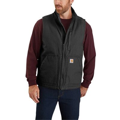 Carhartt Herren Weste Washed Duck Lined Mock Neck Vest, Schwarz, Größe S Carhartt Herren Weste Washed Duck Lined Mock Neck Vest, Schwarz, Größe S