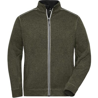James & Nicholson Herren Workwear Melange-Fleecejacke Jn898, Oliv-Melange/schwarz, Größe L James & Nicholson Herren Workwear Melange-Fleecejacke Jn898, Oliv-Melange/schwarz, Größe L