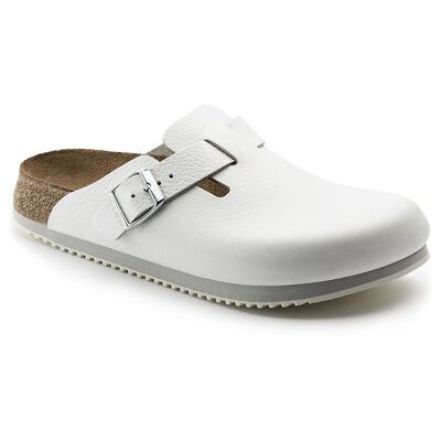 Birkenstock Clog Boston Super Grip, Naturleder, Weiß, Weite Schmal, Größe 41 Birkenstock Clog Boston Super Grip, Naturleder, Weiß, Weite Schmal, Größe 41