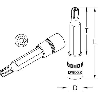 Kstools 1/2" Bit-Stecknuss Torx Mit Stirnlochbohrung, Lang, Tb20 Kstools 1/2" Bit-Stecknuss Torx Mit Stirnlochbohrung, Lang, Tb20