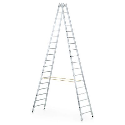Zarges Stehleiter 2 X 14 Sprossen, Aluminium, Beidseitig Begehbar, H 4.020mm, B 770mm Zarges Stehleiter 2 X 14 Sprossen, Aluminium, Beidseitig Begehbar, H 4.020mm, B 770mm