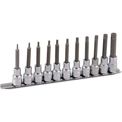 Projahn 1/2" Bit Stecknuss Satz Auf Schiene 11tlg T10-T60, 100mm Projahn 1/2" Bit Stecknuss Satz Auf Schiene 11tlg T10-T60, 100mm