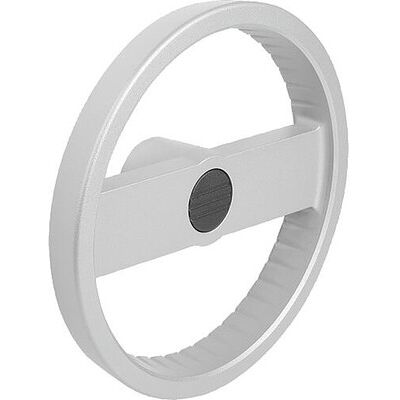 Kipp 2-Speichenhandrad D1=125, Form:C Passbohrung Mit Nut, D2=14, Aluminium Silber Pulverbeschichtet, Ohne Griff Kipp 2-Speichenhandrad D1=125, Form:C Passbohrung Mit Nut, D2=14, Aluminium Silber Pulverbeschichtet, Ohne Griff