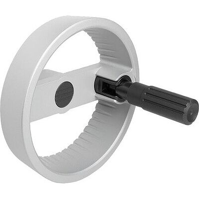 Kipp 2-Speichenhandrad D1=160, Form:E Mit Passbohrung, D2=16, Aluminium Silber, Stahlteile: Stahl, Zylindergriff Kipp 2-Speichenhandrad D1=160, Form:E Mit Passbohrung, D2=16, Aluminium Silber, Stahlteile: Stahl, Zylindergriff